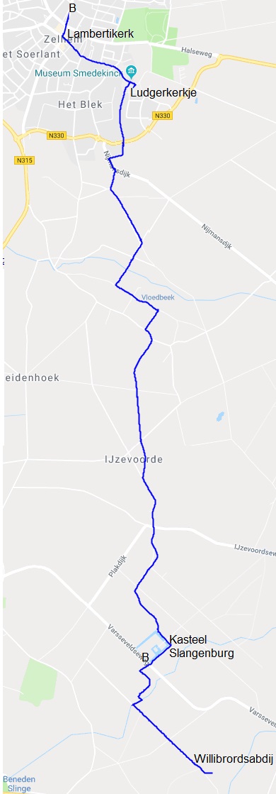 kaartje van Zelhem tot Slangenburg en abdij