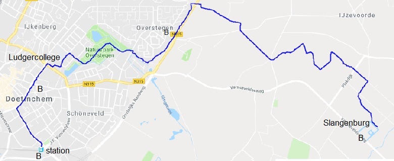 kaartje van de Slangenburg tot Doetinchem