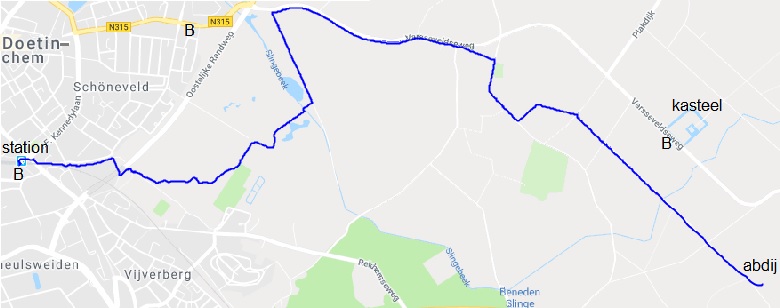 kaartje van de abdij tot Doetinchem